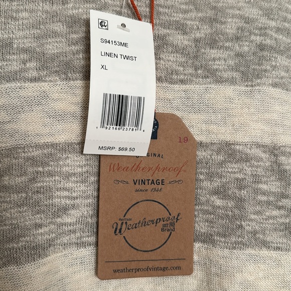 Weatherproof Vintage Mens Grey & Cream striped sweater - Picture 3 of 3